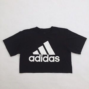 Adidas Black The Go-To Tee Crop Top White Logo